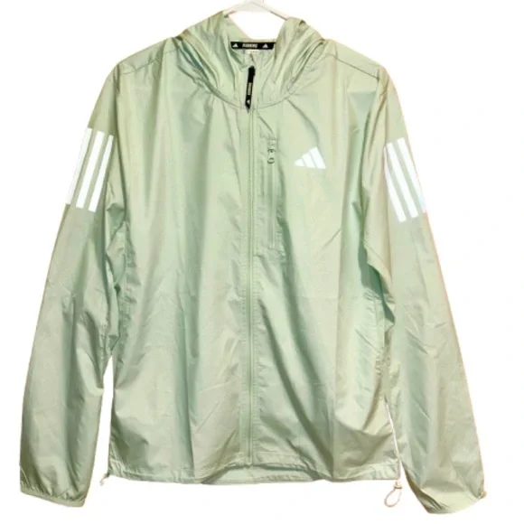 NWT Adidas Women's Small Green WIND.RDY Zip Up Hooded Sporty Windbreaker Jacket - Picture 2 of 16
